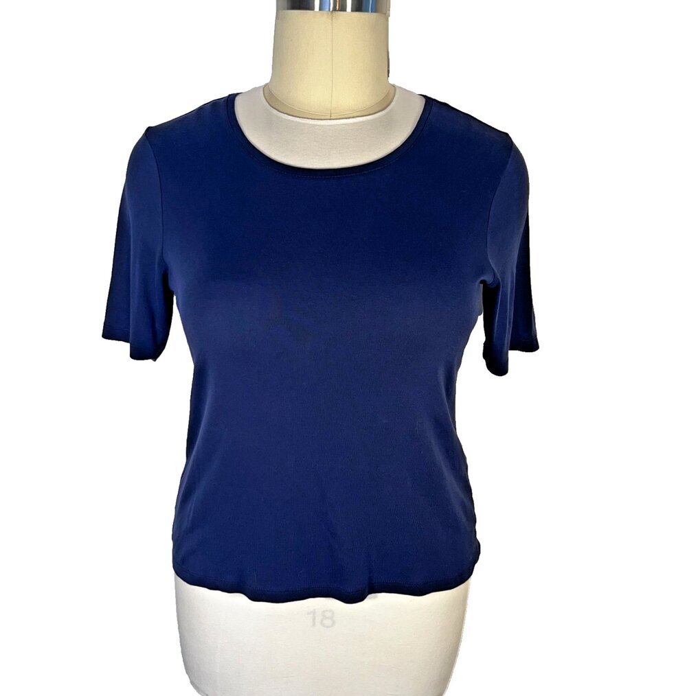 Chico's Tee Shirt Womens XL (3) Blue Crew Neck Short Sleeve - Picture 2 of 9